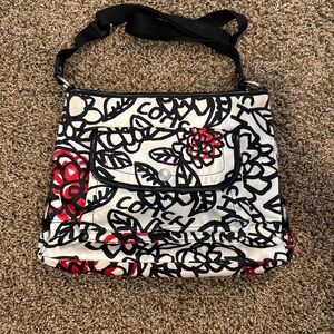 Coach Black and Red Floral Crossbody Bag